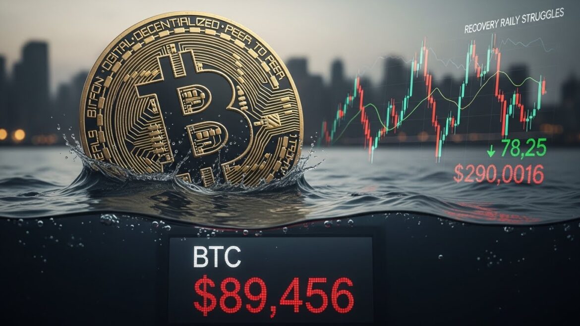 Bitcoin Recovery Rally Struggles as BTC Falls Below $90K Mark