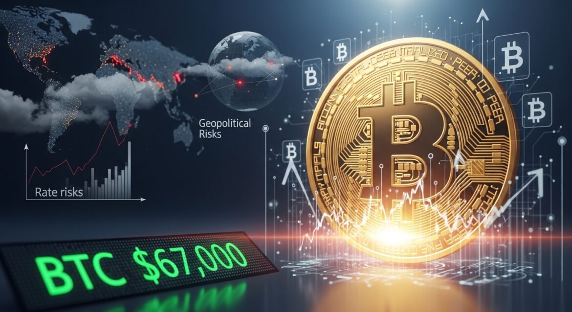 Bitcoin Recovers Near $67K Amid Rate and Geopolitical Risks